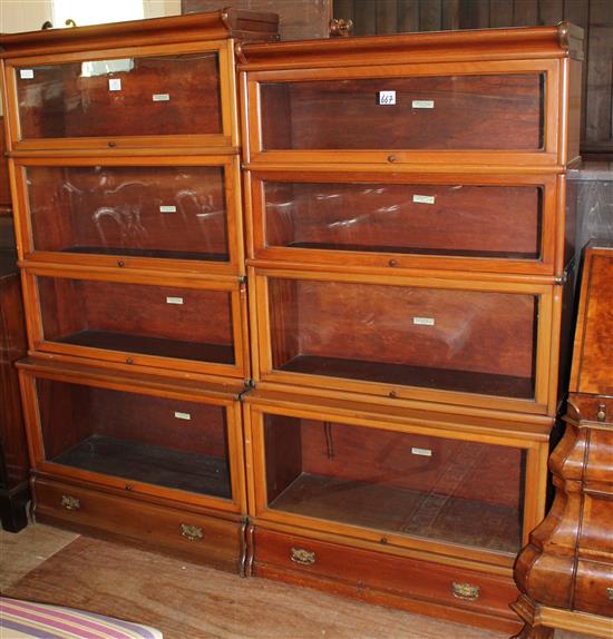 Pair Globe Wernicke mahogany four section glazed bookcases